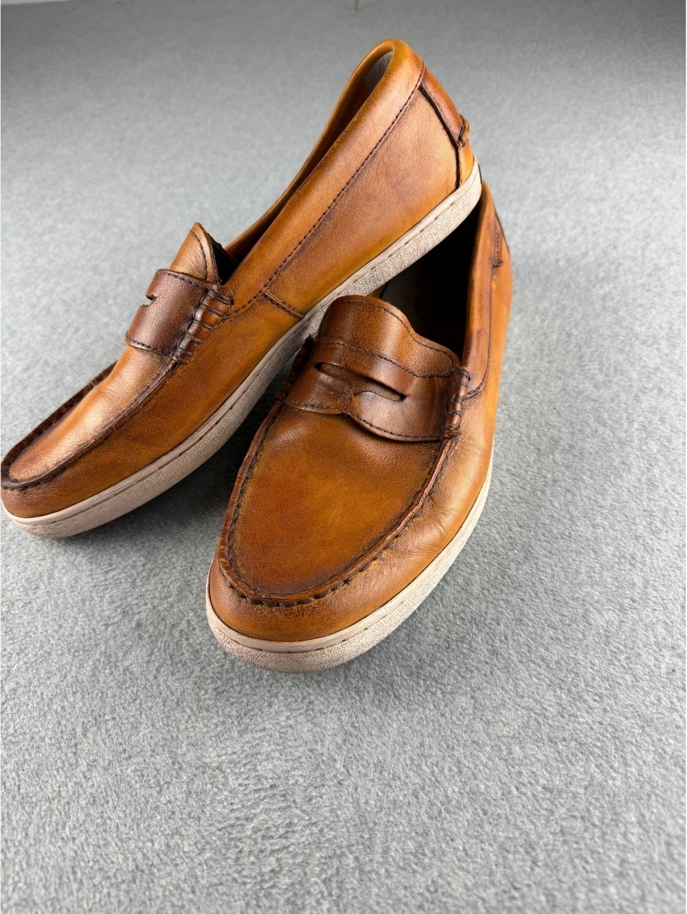 Cole Haan Pinch Mens 10.5 Brown Leather Penny Loafers Sneaker Sole Burnished